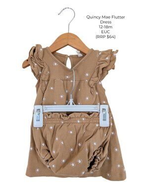Quincy Mae Flutter Dress & Bummies Set 12M 18M Girls Clothing
